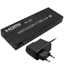 Full HD 1080P 3D 2×4 Matrix HDMI Video Switch Splitter Amplifier 1.4a 4K With Remote For DVD PS3 TV Box HDTV