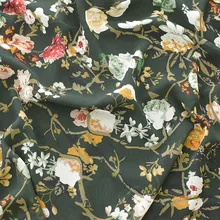 Высокое качество композитный шелк Высокая вискоза шифон Весна/Лето набивная ткань темно-зеленая цветочная ткань