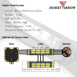 5 шт. ESC-светодио дный панель светодиодной лампы 8 бит 5730 3-6 S для RC MultiRotor FPV Racing Drone Frame arm 9x40x1,6 мм