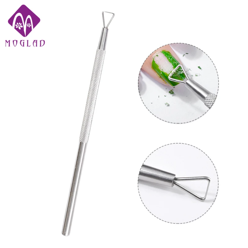 

Moglad Triangle Head Nail Gel Polish Remover Tool Stainless Steel Stick Rod Cuticle Pusher Lacquer Cleaner Nail Art Care Tool