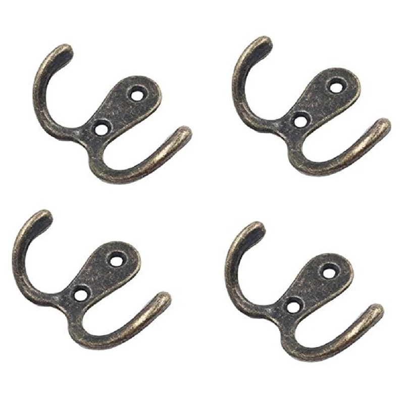 

GVCD Vintage Pot Hanger Hooks,Alloy Handbag Hanger Hooks,Wall Door Bath Double Prong Coat Hook,Furniture Hardware,Bronze,20Pcs