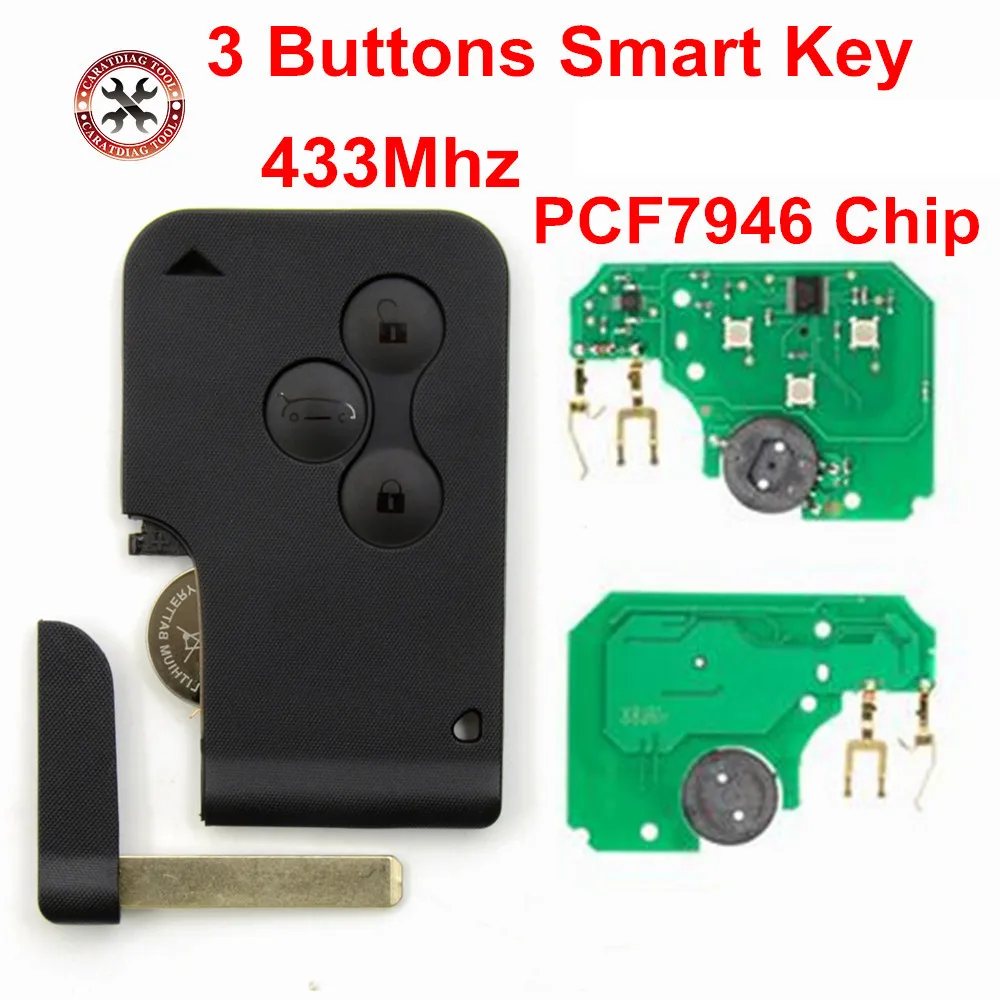 

Re-nault Me-gane smart remote card 3 buttons 433Mhz ID46 chip Me-gane remote key Me-gane smart key (433Mhz) Free Shipping
