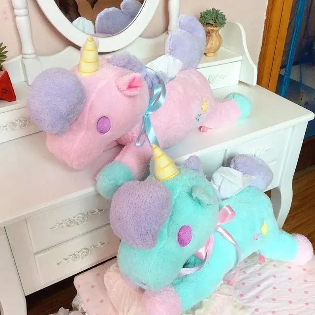 

2color Fashion Unicorn Cartoon Plush Soft Stuffed Creative Tissue Cover Box Animal Beast Pony Shape Home Decoration Toys Doll