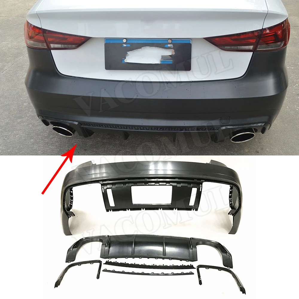 ПП Неокрашенный набор внешних комплектующих к автомобилю Авто задний диффузор сторона юбки решетки для гоночных автомобилей Audi A3 S3
