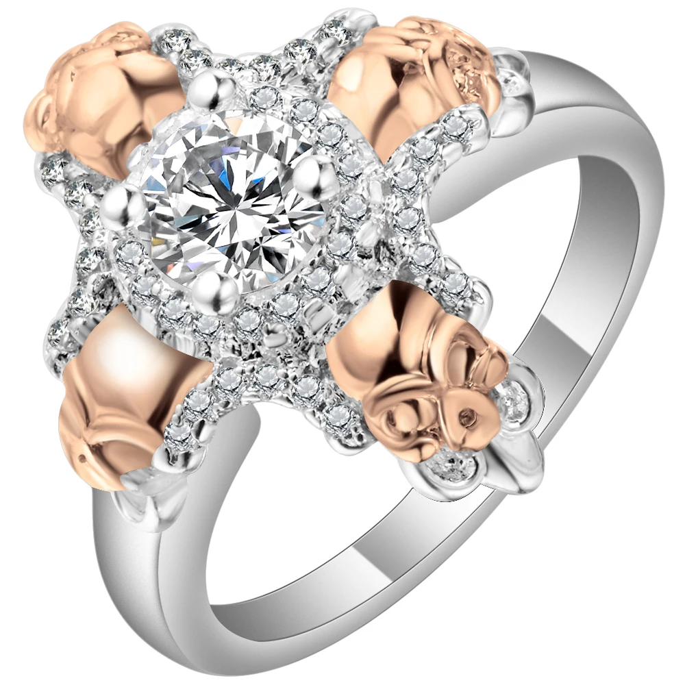 Fashion Top Quality Gold Color Skull Rings For Women Luxury White Large