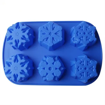 

6 Cavity Flower Shape Silicone Mold 3D Christmas Snowflake Moon Cake Fondant Cupcake Mold DIY Baking Pastry Tools