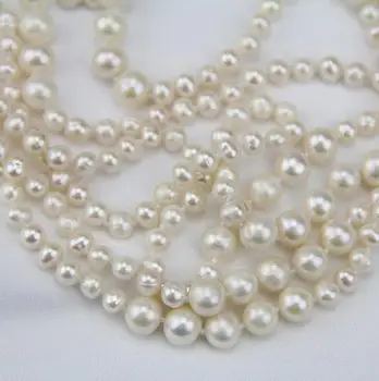 

68 inches Long Pearl Jewelry,White AA 4-8MM Natural Freshwater Pearl Necklace,Extra Big Small Size Mixes Pearls Perfect Gift For