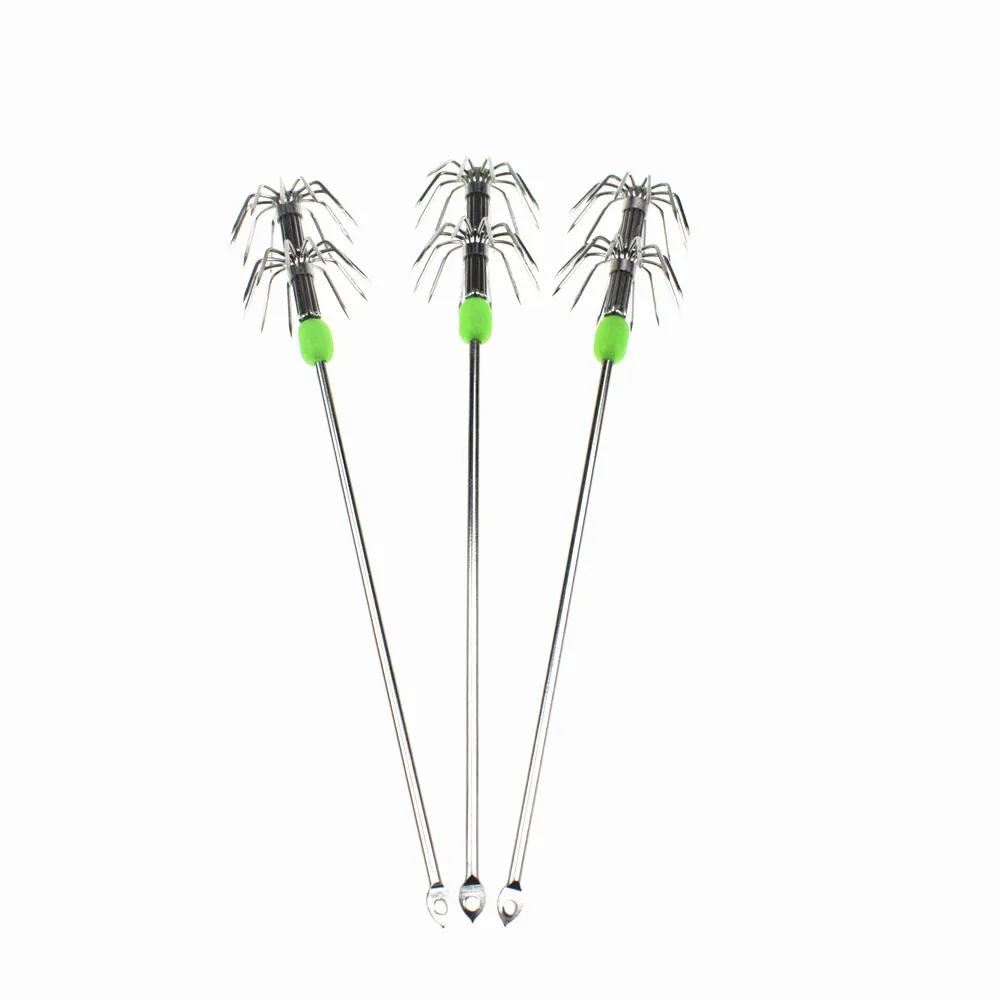 10pcs stainless steel Double Layers umbrella Squid cuttlefish octopus Fishing Hooks Jigging Fishhook