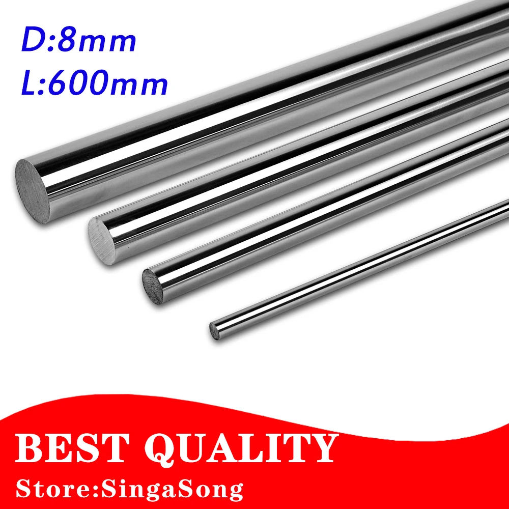

Free shipping 2pcs/lot 8mm L600mm long for LM8UU harden chromed round rod CNC parts 3D printer linear shaft