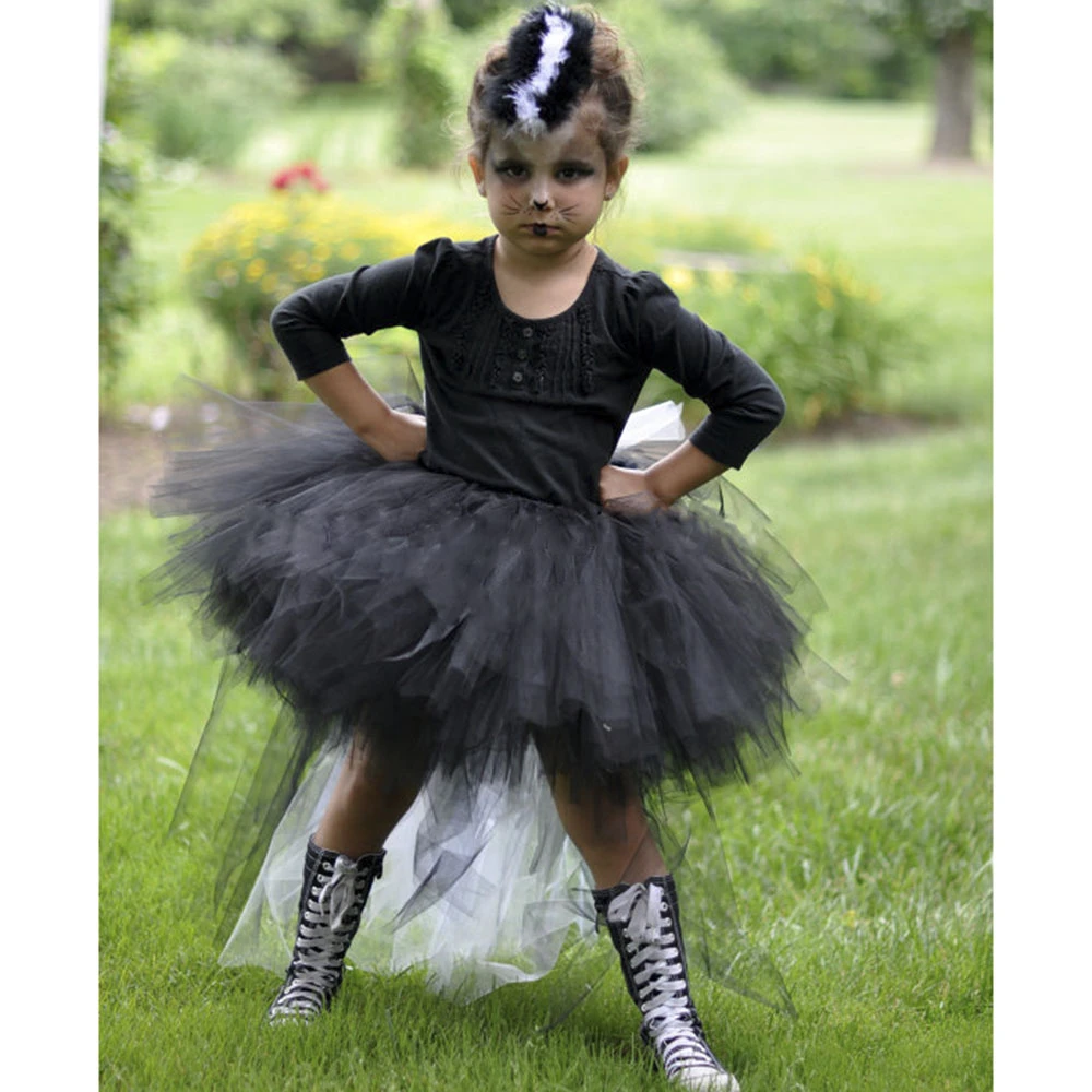 Falda De Tul Para Nina Tutu De Tul Con Cerdas De Plumas De Piel En Blanco Y Negro Utileria Para Fotos De Cumpleanos Disfraz De Halloween Faldas Para Actuacion Tutu Skirt Tulle Tutu Skirtskirt