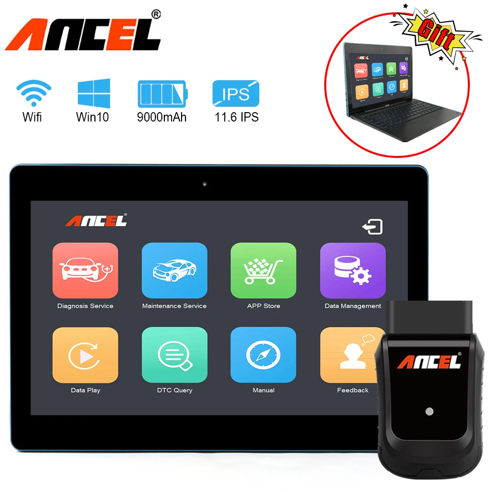 

Ancel X5 Pro Tablet Car Diagnostic Tool OBD2 Scanner Automotive Professional ODB Tablet Scan Tool with Keyboard in Arabic Polish