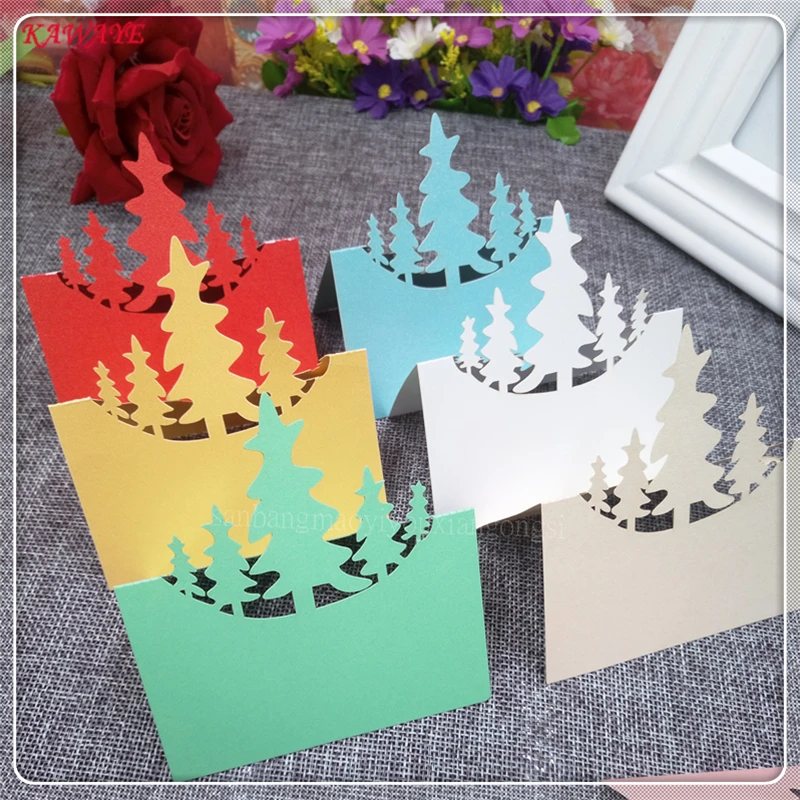 

50pcs Laser Cut Christmas Tree Table Cards Name Place Card Wedding Party Table Decoration Anniversary Celebration Supplies 6ZZ02