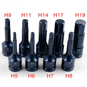 

9 Pcs Inner Hex Key Set 1/2 Inch Drive Impact H5/6/7/8/9/11/14/17/19 Socket Bits LO88