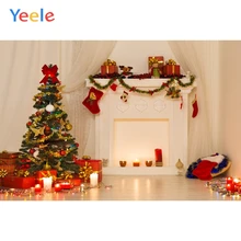 Yeele Christmas Tree Fireplace Stocking Candles Gifts Curtain Photography Backgrounds Photographic Backdrops for Photo Studio Yeele Christmas Tree Fireplace Stocking Candles Gifts Curtain Photography Backgrounds Photographic Backdrops for Photo Studio
