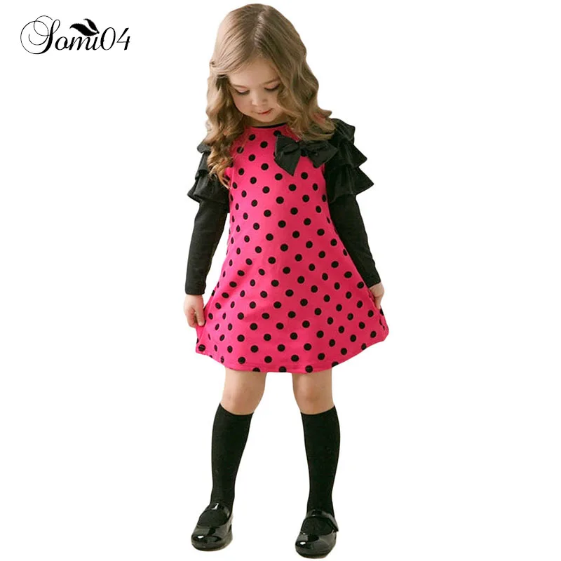 

New 2018 Spring Autumn Polka Dot Girls' Dresses Children's Casual Clothes Kids Girl 1 2 3 4 5 6 7 8 Years Old Long Sleeve Dress