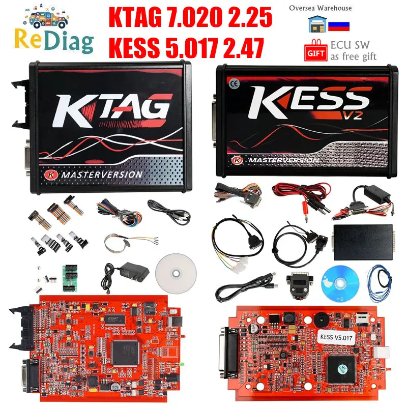 

Online EU Red KESS V2 5.017 Newest V2.47 OBD2 Manager Kit ECU Upgrde Tool KTAG V2.25 7.010 4LED Master Version Full Set