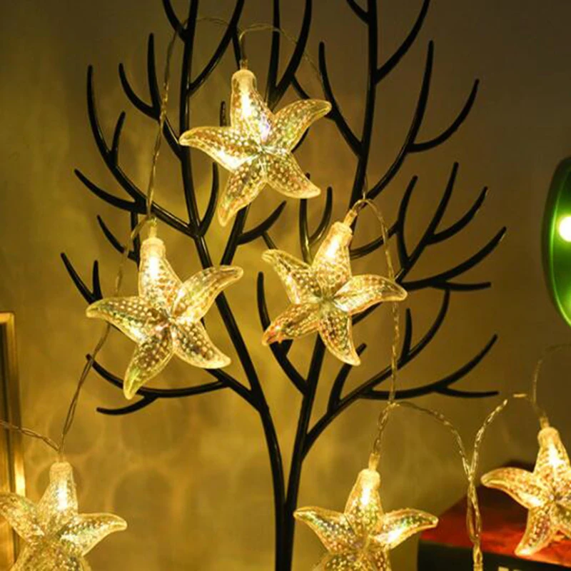 

Светодиодная цветная лазерная строка mycyk, оболочка морской звезды с питанием от батарейки, декоративная лампа для дома, спальни