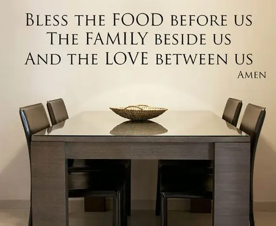 Bless the food before us vinyl christian wall decal quote kitchen decor phrase