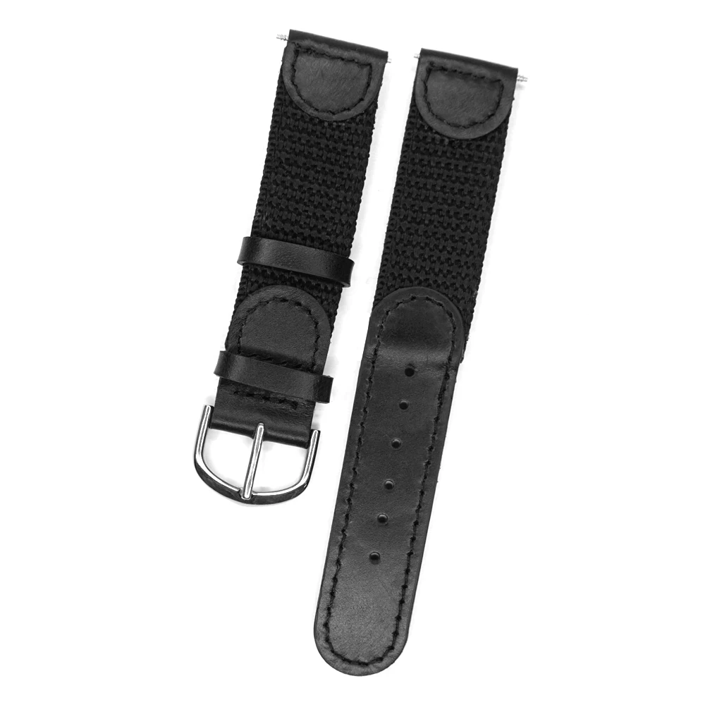 

YQI Italian Oil Genuine Leather Nylon Watchband 16mm 18mm 20mm Watch Strap Dark Brown Black Watchband Steel Buckle Watch Women