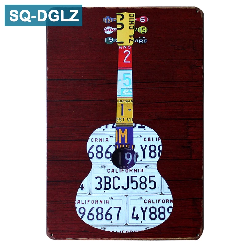 

[SQ-DGLZ]New Fashionable Guitar Metal Sign Retro Store Wall Decor Vintage Metal Crafts Home Decor Painting Plaques Art Poster