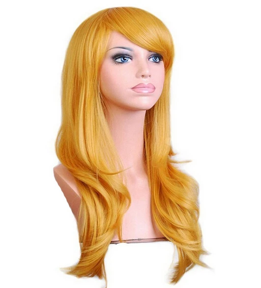 QQXCAIW длинные волнистые косплей парик красный зеленый фиолетовый розовый черный синий серебристый серый Блондин Коричневый 70 см синтетические волосы парики
