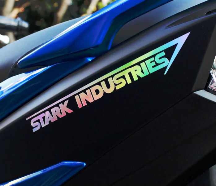 

1 pair Car Styling Vinyl Tape Iron Man Hero Motorcycle Bike Laptop Helmet Sticker for STARK INDUSTRIES Laser