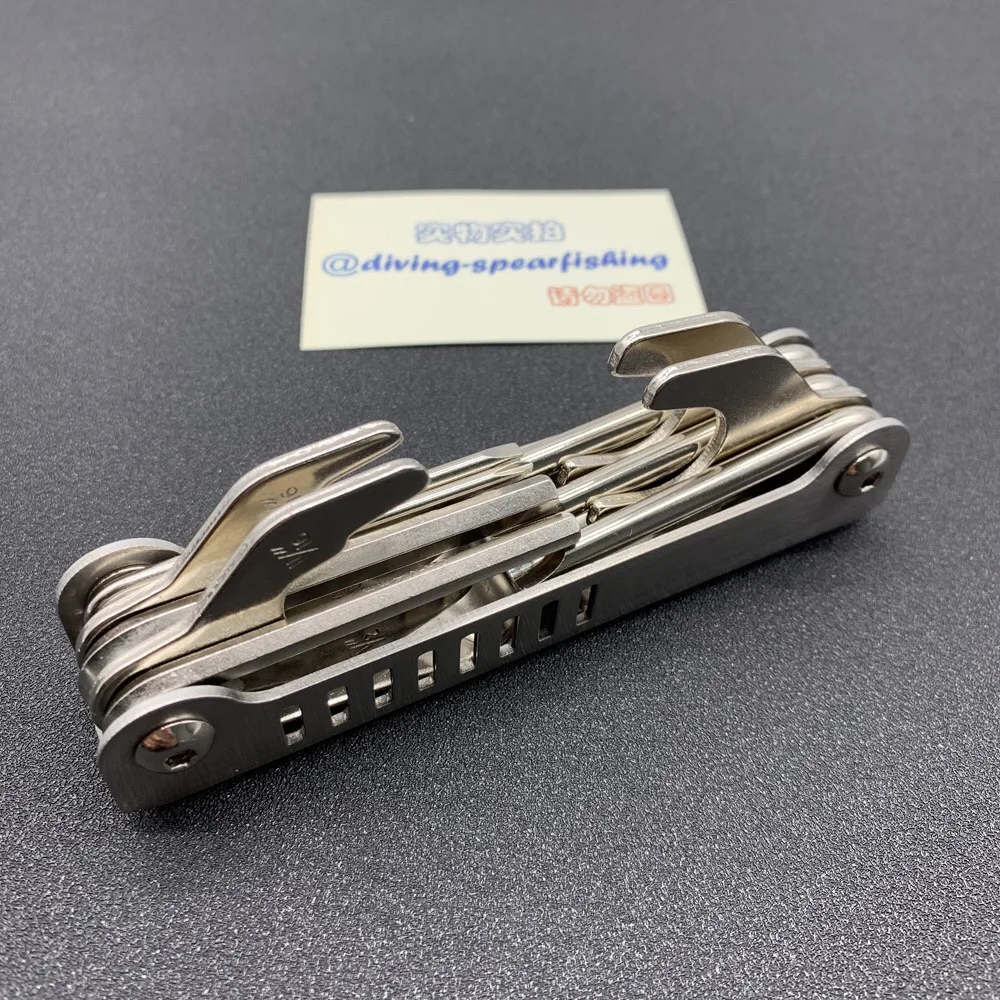 Tanie 316 ze stali nierdzewnej 8 11 w 1 nurkowanie z aparatem tlenowym narzędzia nurkowanie z rurką klucz Folding Allen klucz imbusowy do naprawy awaryjne narzędzie wielofunkcyjne do nurkowania
