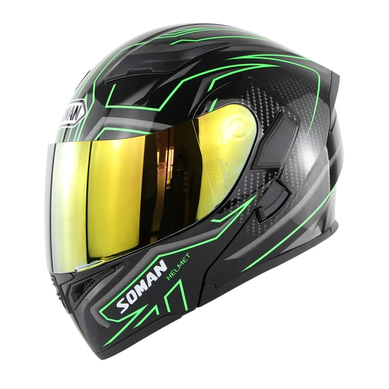 

SOMAN Street Motorcycle Helmet with Replaceable Visors Full Face Motor Bike Casco Motocross capacetes DOT Approval SM955