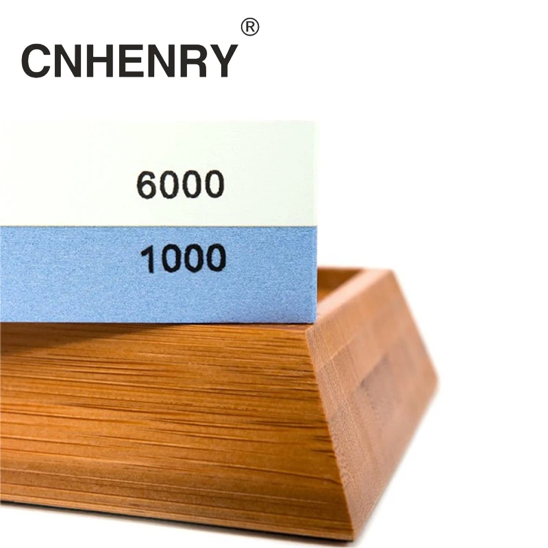 Knife Sharpener Stone Double Side grit whetstone for Kitchen sharpening tool bamboo base Sharpener Angle Guide1000/6000