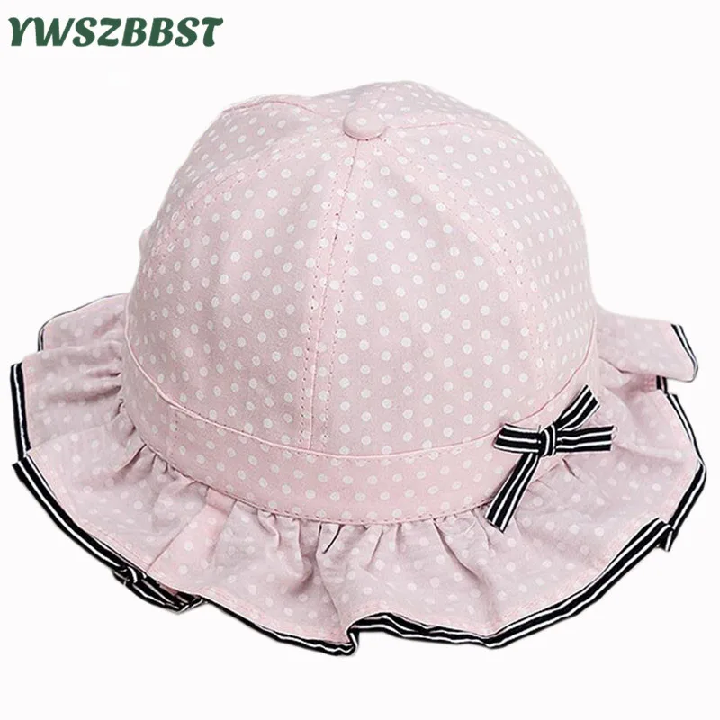 Новые ветрозащитные Детские Солнцезащитные головные уборы для девочек, шляпа от солнца с бантом в горошек, летняя детская шляпа рыбака, детские солнцезащитные кепки для мальчиков, Детская Панамка