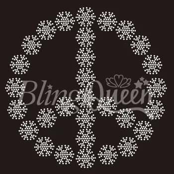 

25PCS/LOT BlingQueen Custom Rinestone Hot Fix Iron On Motifs Peace Snowflakes Design