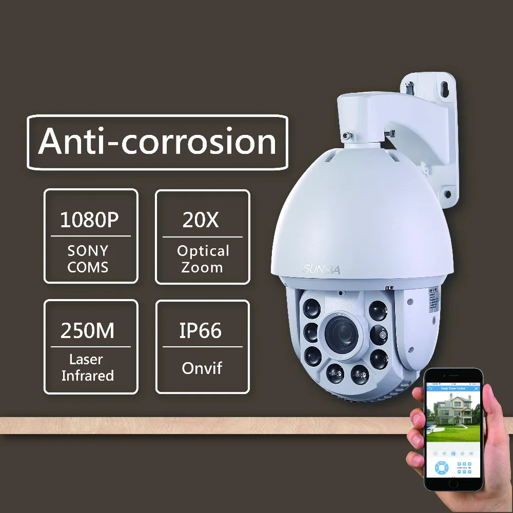 SUNBA 2MP 1080P HD 20 Optical Zoom Sony CMOS 250m Laser IR-CUT Night Vision IP PTZ Speed Dome Onvif CCTV Outdoor Security Camera 805 d20xa p2p outdoor1 3mp 960p hd 20x zoom 250m laser ir cut night vision ip ptz high speed dome onvif outdoor security camera