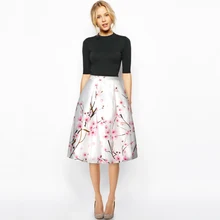 Модель года; стиль юбки Лидер продаж среди белого цвета сливы цифровая печать, подходит ко всему, с тонкой талией, модные Пышные юбки в складку
