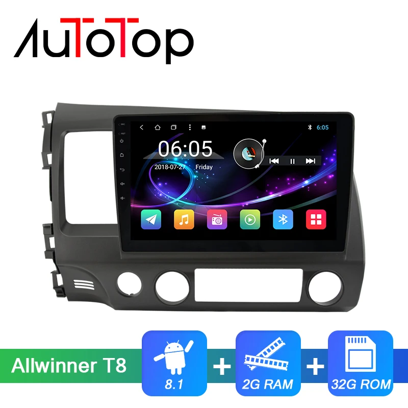 AUTOTOP Android 8 1 2 Din автомобильный dvd видео GPS радио для honda civic 2006 2011 Civic Acura CSX