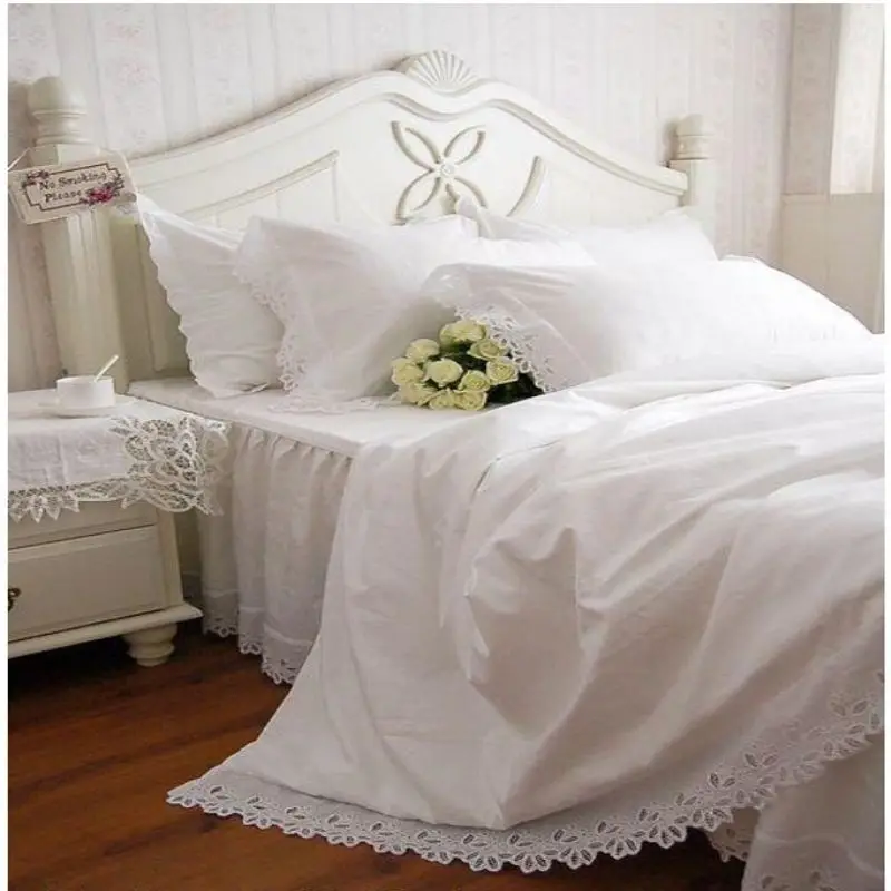 Buy Hollow out Embroidery Bedding Set Fashion Elegant White Lace Princess Duvet