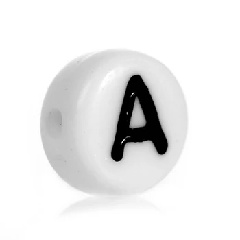 

DoreenBeads Acrylic Spacer Beads Flat Round White Letter Pattern Fashion Woman Beads For DIY About 7.0mm Dia, Hole: 1.0mm 60 PCs