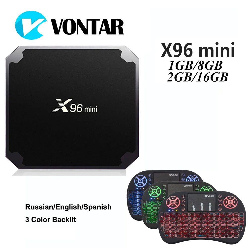 VONTAR X96mini الروبوت 7.1 مربع التلفزيون الذكية 2 GB 16 GB Amlogic S905W رباعية النواة 2.4 GHz WiFi H.265 X96 البسيطة 1 GB 8 GB تعيين كبار مربع