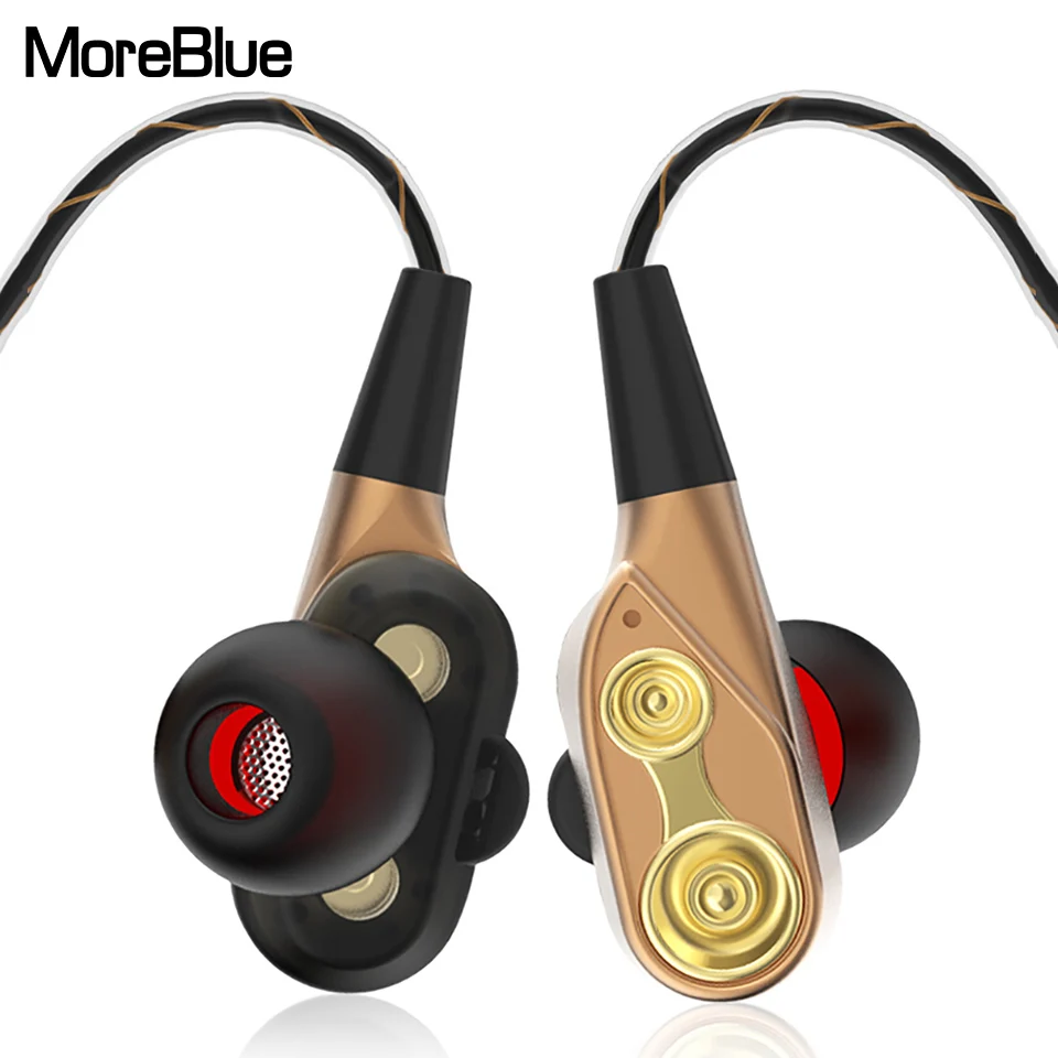 MoreBlue S41 HIFI монитор наушники двойной драйвер Спорт Бег стерео гарнитура бас