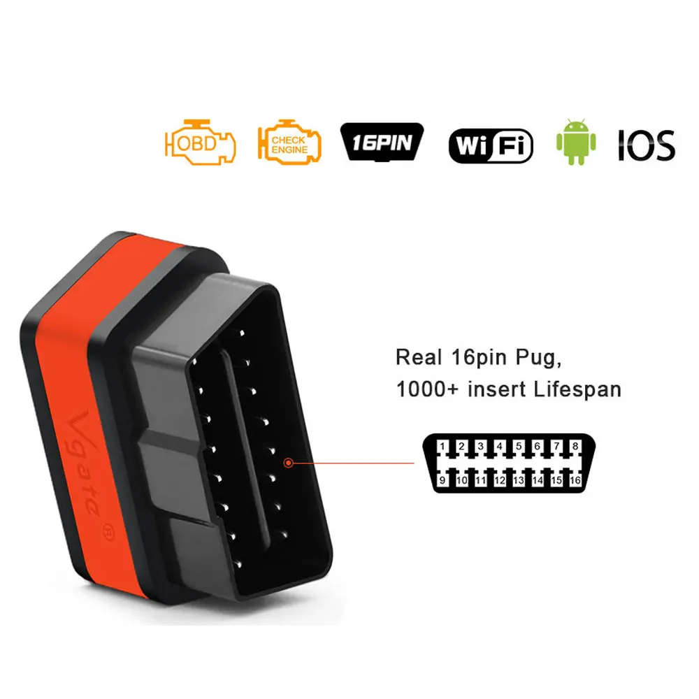 Автомобильный диагностический сканер Vgate iCar2 ELM 327 v2.1 obd2 Wi Fi адаптер для IOS/android obd odb2