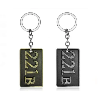 

TV Series Sherlock Holmes 221B baker street door Benedict Keychain Metal Alloy Key Chain Fans Gift Sherlock Holmes Keychain