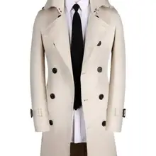 Мужские тренчкоты, мужское повседневное длинное пальто, Мужская модная одежда, приталенное пальто с длинным рукавом, корейский стиль, дизайн, весна-осень