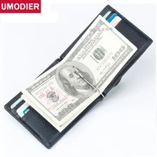 UMODIER ручной работы из натуральной кожи зажим для денег кошелек с металлическим бумажник для денег винтажный нержавеющий тонкий мужской кошелек зажим держатель
