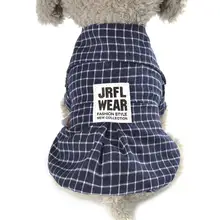 Новая модная клетчатая рубашка с отложным воротником и коротким рукавом, рубашка для собак, одежда для домашних животных