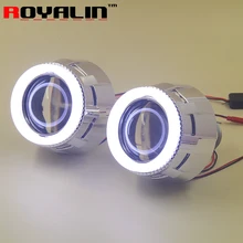 ROYALIN автомобилей мотоцикл лампы проектора 2,5 дюйм(ов) Bi Xenon H1 объектив с белый светодиодный Ангельские глазки евро Тип для авто лампы модернизации