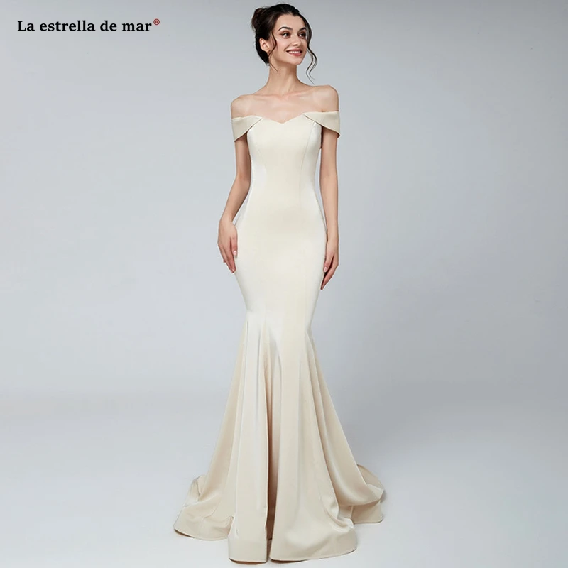 Vestido madrinha2019 Новое атласное с вырезом «лодочкой» с высоким разрезом Сексуальная Русалка цвета шампанского Королевский синий Бордовый