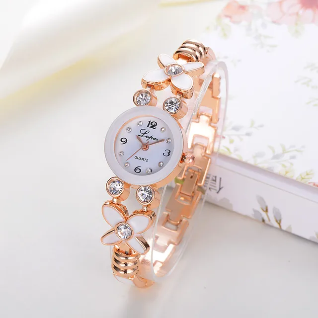 Luxury Brand Women Flower Watches Quartz Ladies Stainless Steel Bracelet Watch D Luxury Brand Women Flower Watches Quartz Ladies Stainless Steel Bracelet Watch D