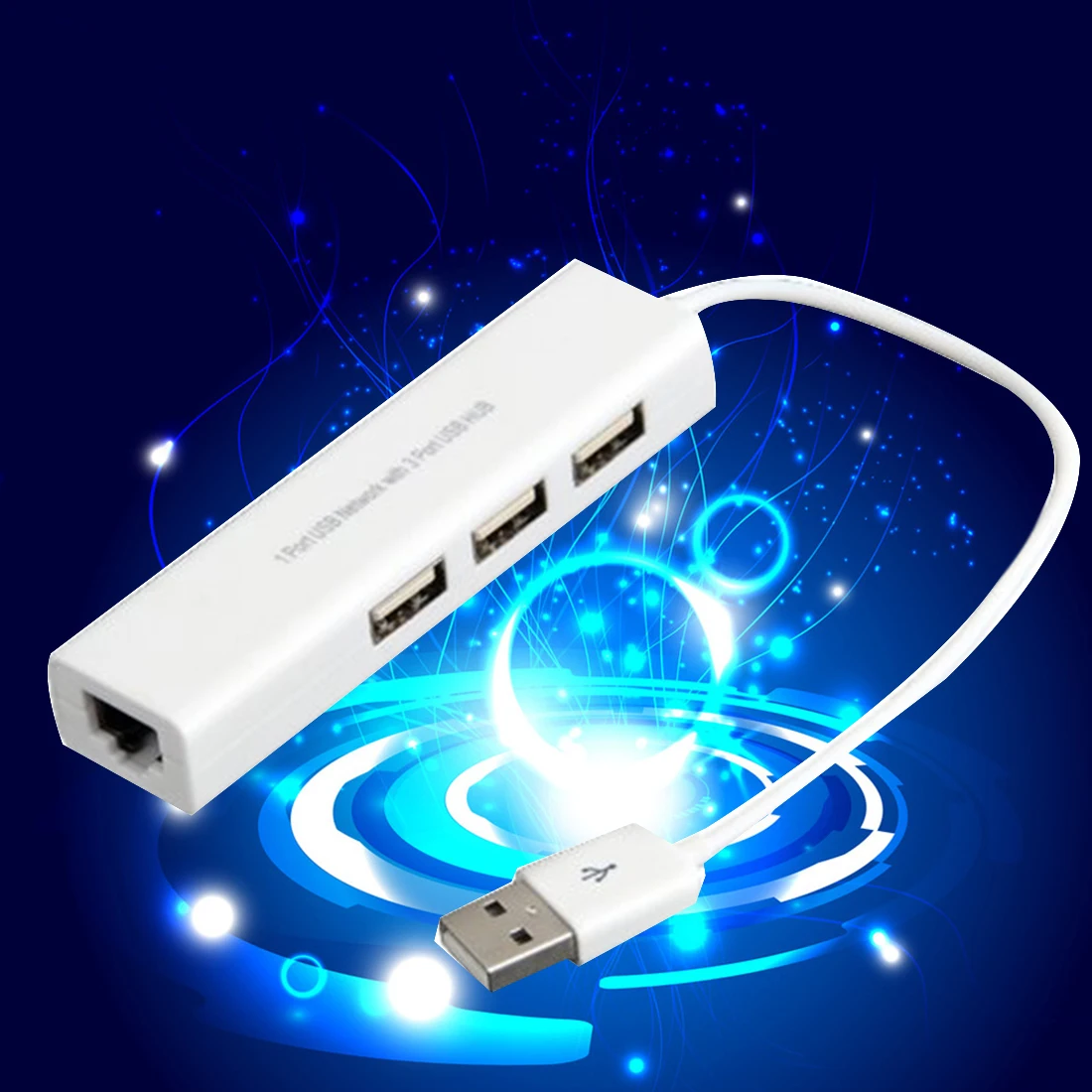 Высококачественный портативный USB 2 0 к RJ45 Lan сетевой Ethernet адаптер карта + 3 порта