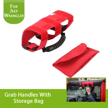 For Jeep Wrangler 2007-2018 Car Interior Armrest Sticker Grab Handles With Storage Bag ABS+Oxford