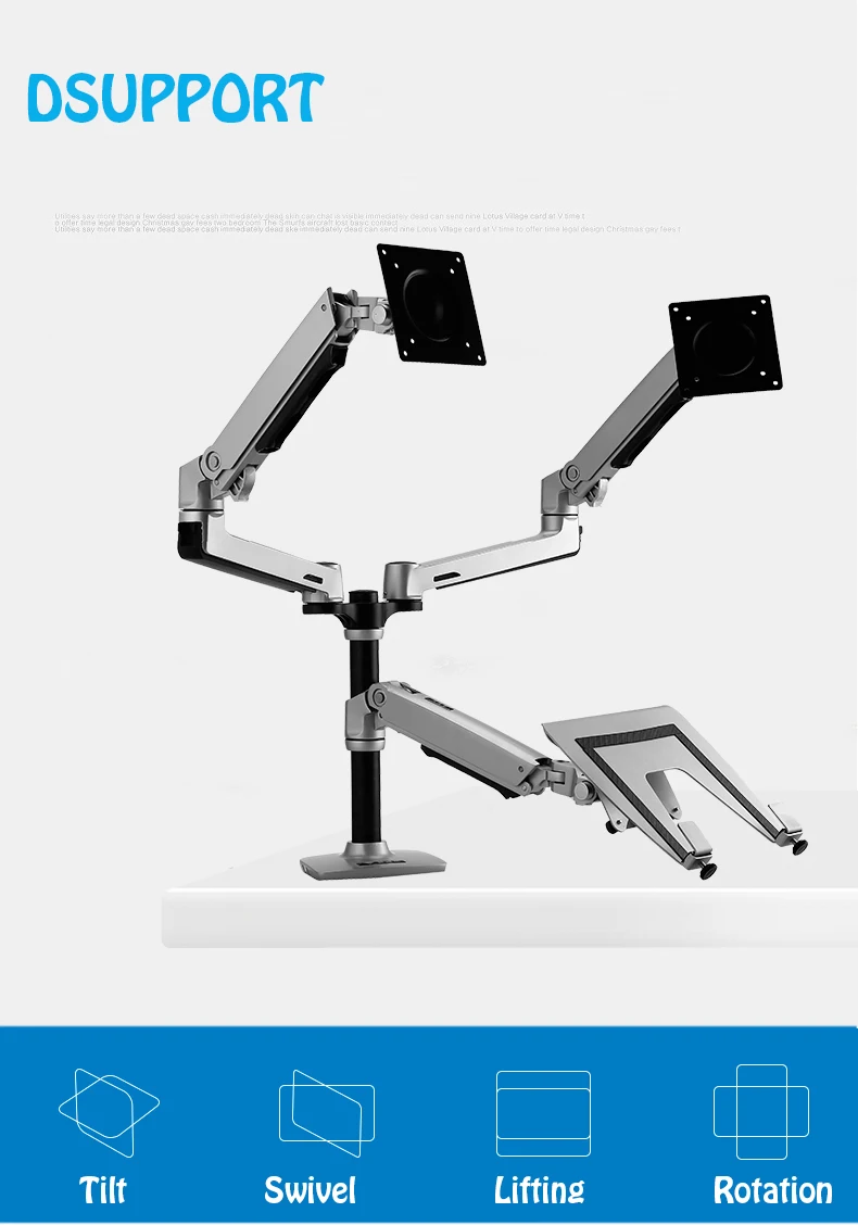 Desktop Full Motion 17-32inch Dual Monitor Houder Arm + 10-15.6inch Laptop Ondersteuning Mechanische lente Arm Max. laden 10kgs Desktop Full Motion 17-32inch Dual Monitor Houder Arm + 10-15.6inch Laptop Ondersteuning Mechanische lente Arm Max. laden 10kgs
