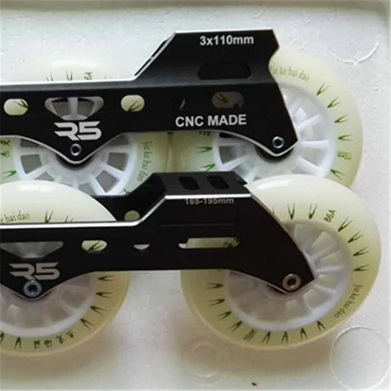 110 ملليمتر LED فلاش عجلة مع 7000 سبائك CNC التزلج إطار ILQ-11 تحمل ل مضمنة سرعة التزلج على الجليد الأسطوانة قاعدة 3X110 ملليمتر 1 زوج